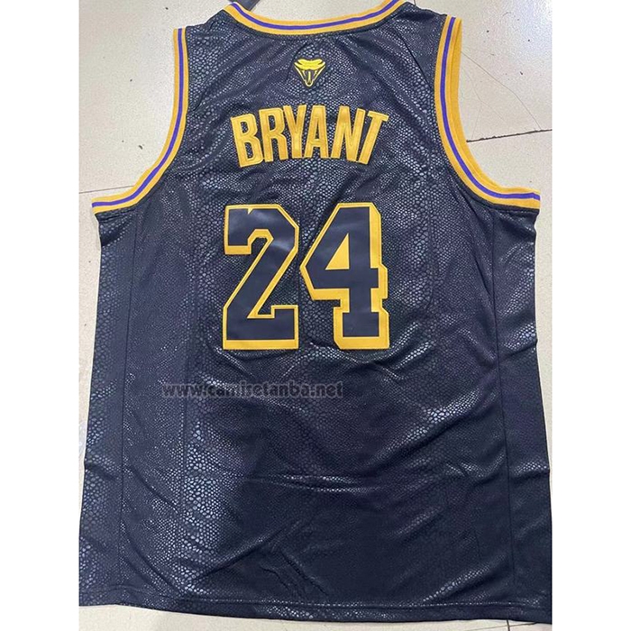 Camiseta Los Angeles Lakers Kobe Bryant #8 24 Black Mamba Snakeskin Negro